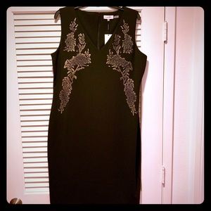 Calvin Klien Gold Embellish Black Dress